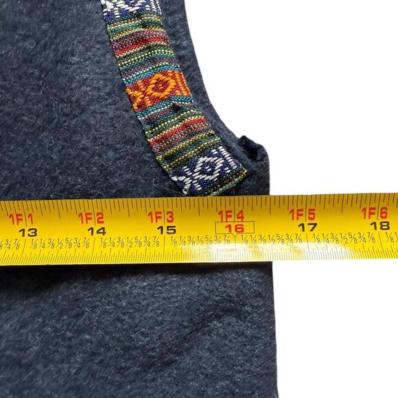 Tribes India Navy Wool Vest with Multicolor Tribal Trim 	•	Size: Fits like Small - Picture 3 of 4
